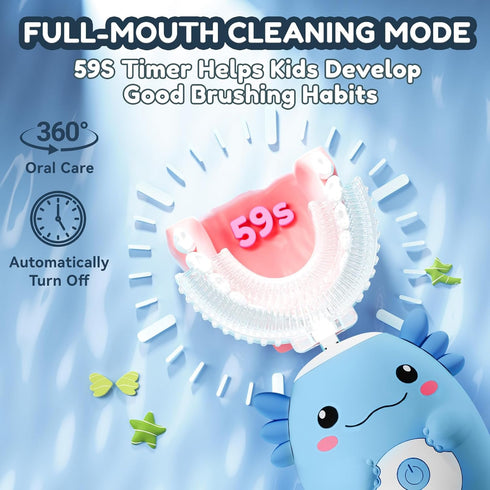 PVOGRT 6 6 Kids Electric U Shaped Toothbrush - Axolotl Kids Sonic Toothbrush with Brush Head Automatic Cleaning Modes