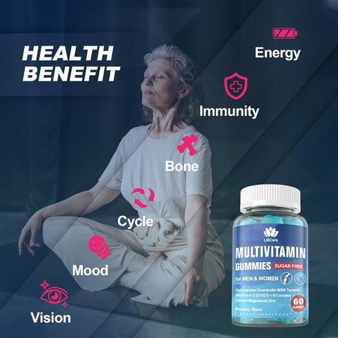 Multivitamin for Women 50+ & Men - Sugar Free Methylated Gummies with Glucosamine Chondroitin MSM
