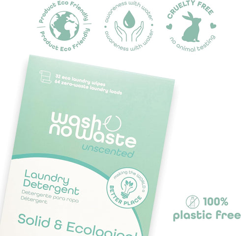 Wash No Waste - PACK 3, Laundry Detergent Strips, 192 washes, Hypoallergenic, Biodegradable, Lavender.
