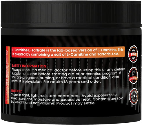 PURE ORIGINAL INGREDIENTS L-Carnitine L-Tartrate, 3 oz, Always Pure, No Fillers or Additives