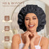 Satin Bonnet Silk Hair Bonnet for Sleeping, Slouchy Beanie Hat for Women's Natural & Curly Hair (Black)