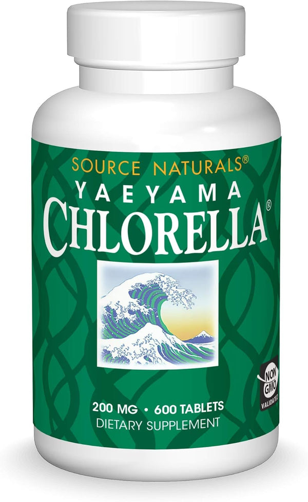 Source Naturals Yaeyama Chlorella Green Superfood, 600 Tablets - Plant-Based B12* 200 mg