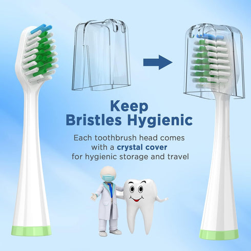 Replacement Toothbrush Heads for Waterpik Complete Care 5.0/9.0 (CC-01/WP-861), 10 Count, White, with Covers