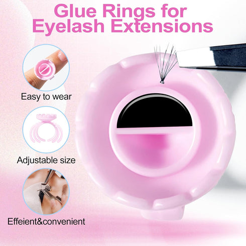 NXJ INFILILA 100PCS Disposable Plastic Glue Rings for Eyelash Extensions, Nail Art Tattoo Holder, Blossom Smart Cups
