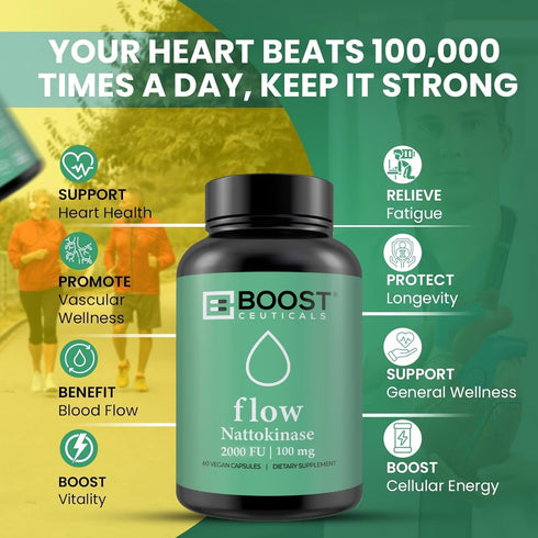 Nattokinase 2000 FU 100mg | 60 Vegan Capsules | Pure, Non GMO Gluten Free Natural Blood Thinner & Blood Flow Supplement