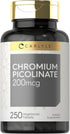 Carlyle Chromium Picolinate 200mcg | 250 Tablets | Vegetarian, Non-GMO, Gluten Free Supplement