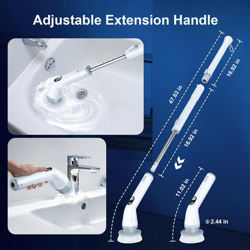 LA4 6 LABIGO Electric Spin Scrubber Pro, Dual Speed Bathroom Scrubber with Display & Replacement Cleaning Heads