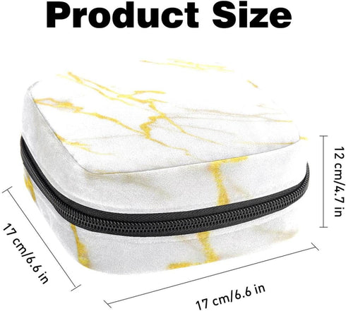 MUOOUM Sanitary Napkin Storage Bag, Gold Glitter Marble Painted Menstrual Cup Pouch, Portable Sanitary Napkin Pads
