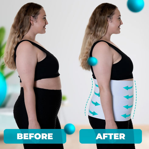 QORE LOGIQ Plus Size Abdominal Binder, Post Surgery C Section Belly Band, Adjustable Compression Wrap