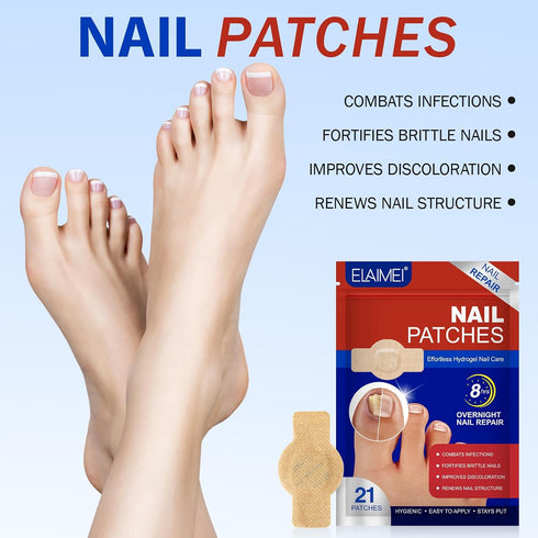 ISUNRISE 42 8-Hour Nail Repair Patches Pcs, Toenail Treatment Extra Strength, Overnight Nail Treatment for Damaged