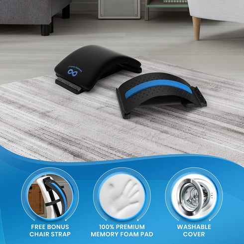 Everlasting Comfort Back Stretcher for Lower Back Pain Relief, Adjustable Spine Decompressor with Memory Foam