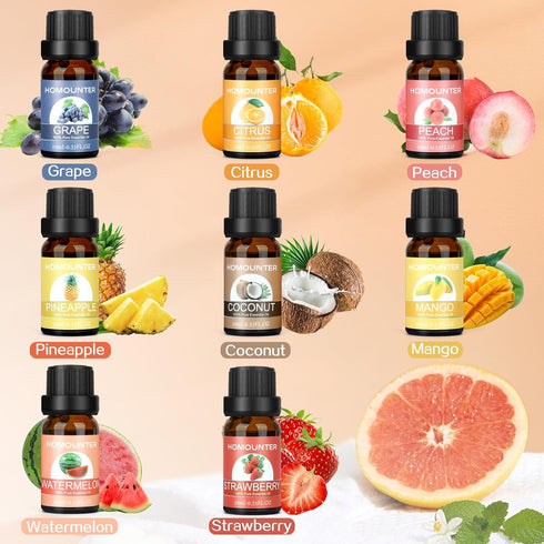 Fruit Essential Oil for Diffusers, Natural Fruity Fragrance Oil for Candle & Soap Making - 8 Pack, 10ML