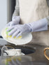 LANON Skin-Friendly Dishwashing Cleaning Gloves, Reusable Unlined, Non-Slip, Icelandic Blue, Small Size