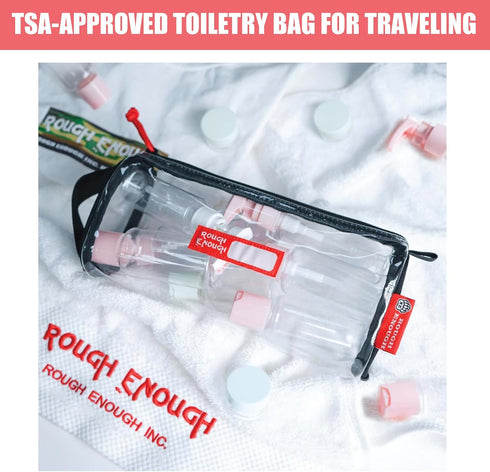 Rough Enough TSA Approved Clear Toiletry Bag for Women Travel Leakproof Makeup Organizer Case