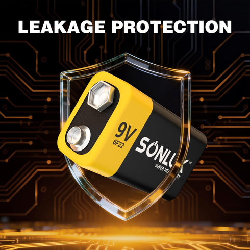SONLUK 9V 10 Pack 6F22 9 Batteries Carbon Zinc Square Volt Battery for Smoke/CO Detector, Ultra Long Lasting