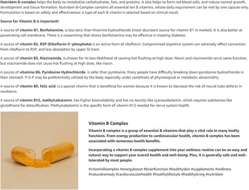 Fortified Vitamin B-Complex 200 mg, 120 Count - All Vegan B-Vitamins Including B12, B1, B2, B3, B4, B5, B6, B7, B9