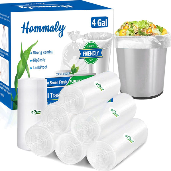 4 Gallon Small Trash Bags, 350pcs, Strong Clear Garbage Bags, Bathroom Trash Can Liners, Fit 12-15 Liter