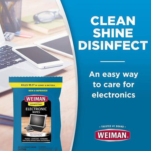 Weiman Disinfecting Electronic Wipes, Safely Clean Your Screen, Laptop, TV, and Equipment
