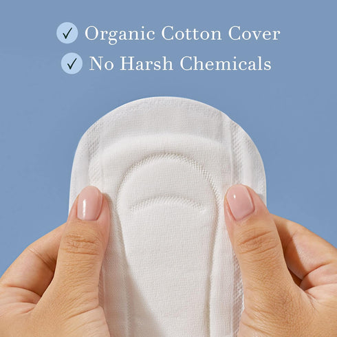 Rael Incontinence Liners for Women, Organic Cotton Cover - Postpartum Essential, Regular Absorbency, 4 Layer Core with