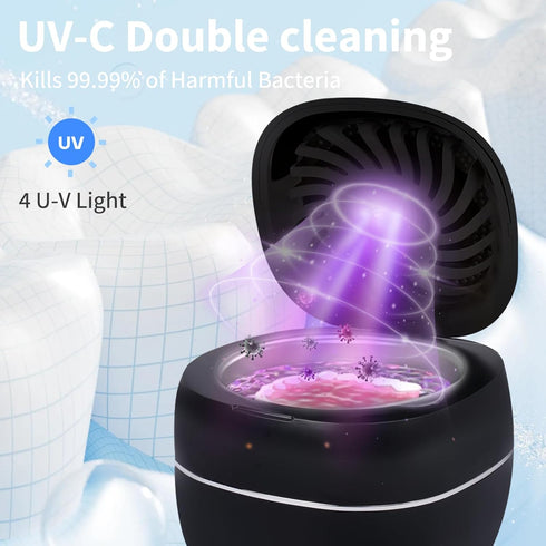 HKOURI Jewelry45kHz Ultrasonic Retainer Cleaner, Retainer Cleaner Machine for Dentures, Mouth Guards, Braces