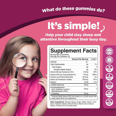 Gummies Gummies 60 Count Phytoral Vegan Kids Focus - Potent Chewable Brain Support for Children - Enhances