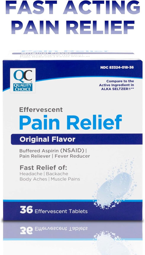 Quality Choice Effervescent Pain Relief Tablets, Original Flavor, 36 Count (Pack of 4)