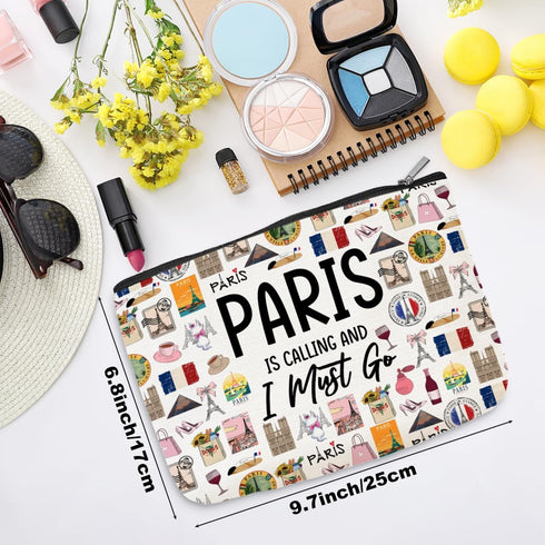 Paris Cosmetic Bag Makeup Bag Paris Lovers Gift Italy Travel Souvenir Merch Vacation Friendship Gifts for Women Paris Lovers Sister Traveller Daughter Girls Trip Gifts Favors Christmas Birthday