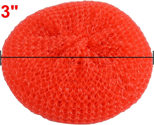 uxcell Plastic Kitchen Dish Pot Pan Mesh Scouring Scrubber Pad, 5pcs Red