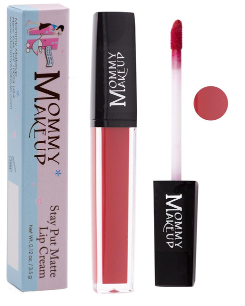 Mommy Makeup Stay Put Matte Lip Cream - Waterproof, Long Lasting Lipstick with Vitamin E (Marilyn) - Kiss-proof,
