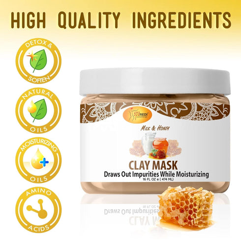 SPA REDI Clay Mask, Pedicure and Body Deep Cleansing, Skin Pore Purifying, Hydrating, Natural Bentonite Clay