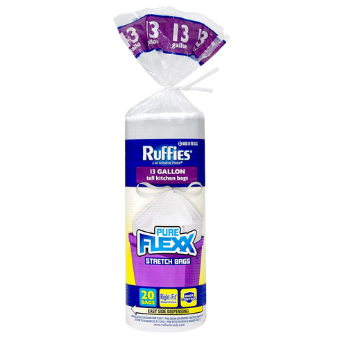Tall Kitchen Bags, 13 Gallon, 20 Bags, 9 Mil, Drawstring, Unscented, White Color, Pack of 1