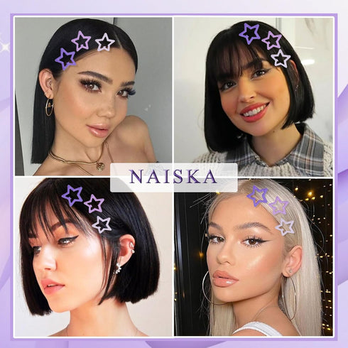 NAISKA Purple Star Hair Clips, Non-Slip Snap Hair Barrettes for Girls Women (12PCS)