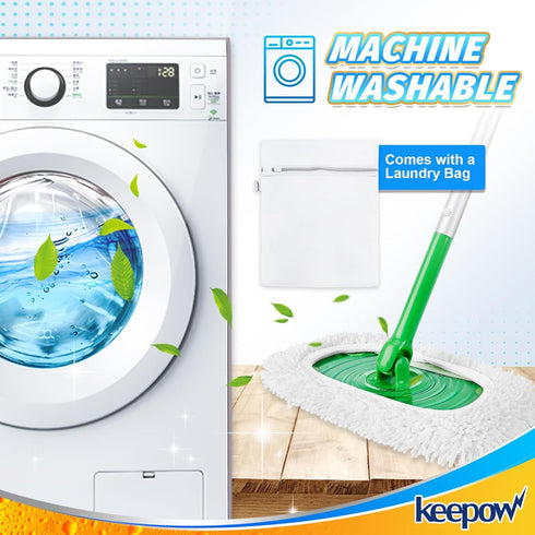 KEEPOW Reusable Microfiber Mop Pads for Swiffer Sweeper, Washable Wet Mopping Cloth Refills, 4 Pack