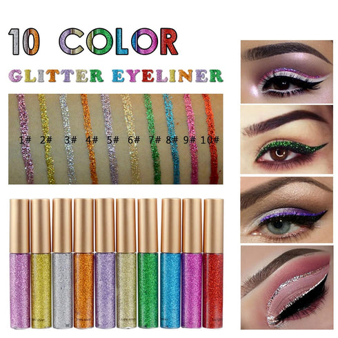 Glitter Eyeliner,Purple Giltter Eyeliner, Long-lasting Waterproof Eyeliner Eye Glitter Makeup, Silver, Gold, Pink Green High-pigmented Colorful Glitter Eyeliner Liquid