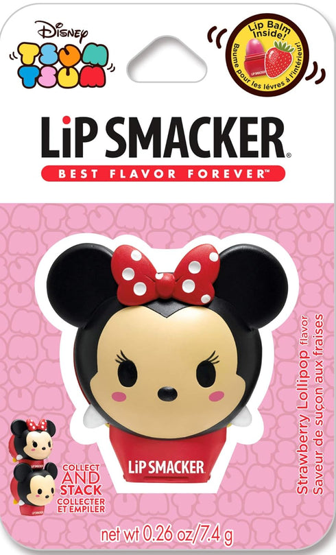 Lip Smacker Disney Minnie Mouse Tsum Tsum Flavored Lip Balm, Clear, Minnie Strawberry Lollipop, For Kids