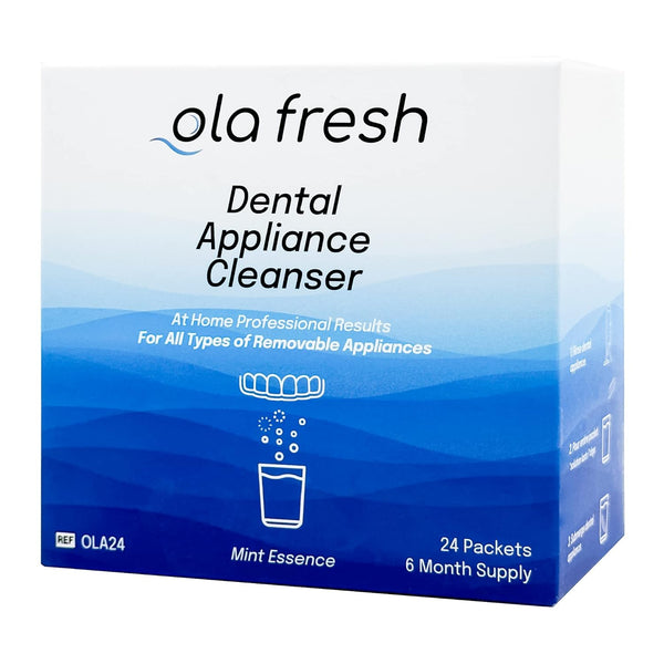 Dental Appliance Cleanser, 24 Packets of Professional Strength Cleaner Powder - Mint Essence Flavor for Retainers &