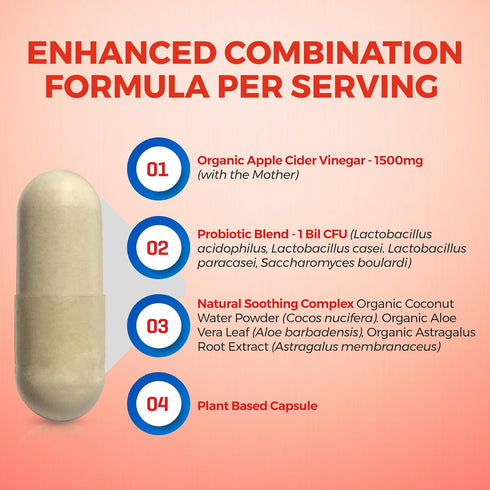 Apple Cider Vinegar Capsules - 120 Veggie Capsules, Organic ACV Supplement with Probiotics