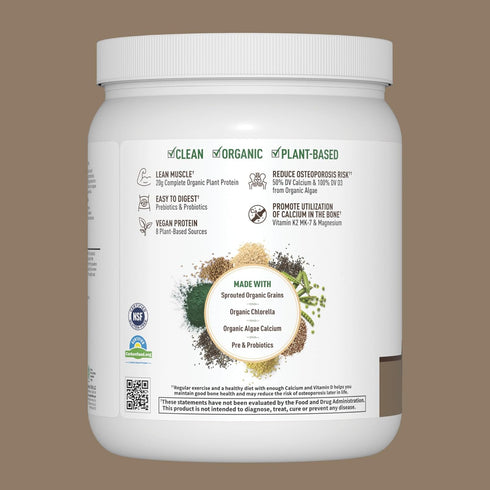 Garden of Life Organic Vegan Protein Powder - 20g Plant Based Protein with Calcium, D3, K2 MK-7, Magnesium, Prebiotics,