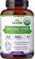 Zazzee USDA Organic Vitex, 500 mg Strength, 120 Vegan Capsules, 4 Month Supply