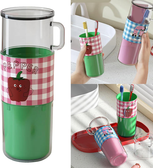 Luyismer Portable Mouthwash Cup Multipurpose Mouth Rinse Drinking Compact Toothbrush Holder Storage Box Travel