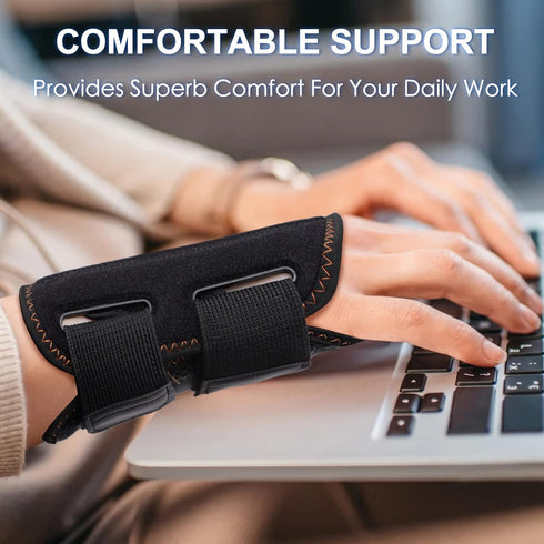Wrist Brace for Carpal Tunnel, Night Sleep Support Splint with Compression Sleeve for Pain Relief (Left Hand, Black,