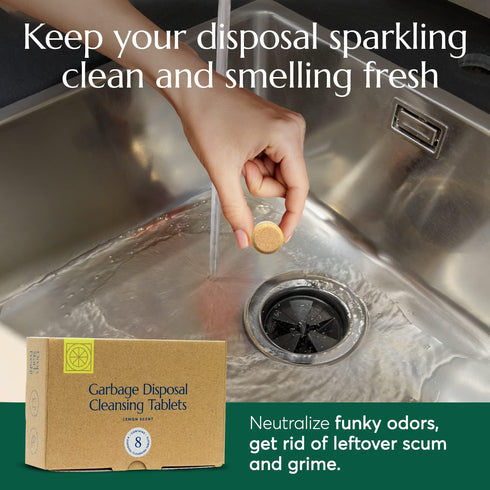 CLEANOMIC Garbage Disposal Cleansing Tablets (8 Pack) - Foaming Cleaner and Deodorizer for Household Garbage Disposal,
