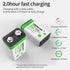 LINENGXIA 9V 1100mAh (2-Pack 1200 (9V) Lithium Rechargeable Batteries Green) with Type-C Cable | Life Cycles |