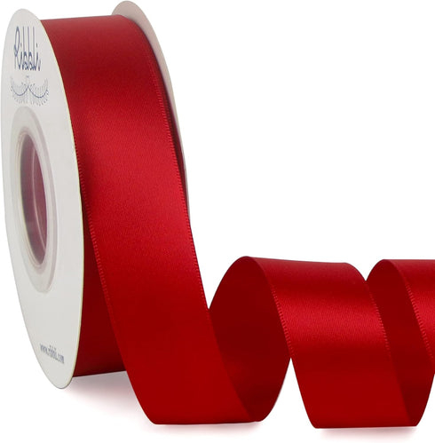 Ribbli Double Faced Red Satin Ribbon, 1” x 25 Yards, Fabric Ribbon for Bows, Christmas Gift Wrapping