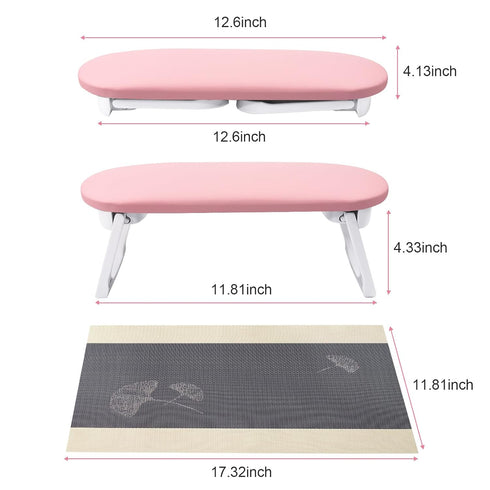 Subay Nail Arm Rest - Foldable PU Leather Manicure Hand Rest for Acrylic Nails, Nail Art Tool for Salon Use