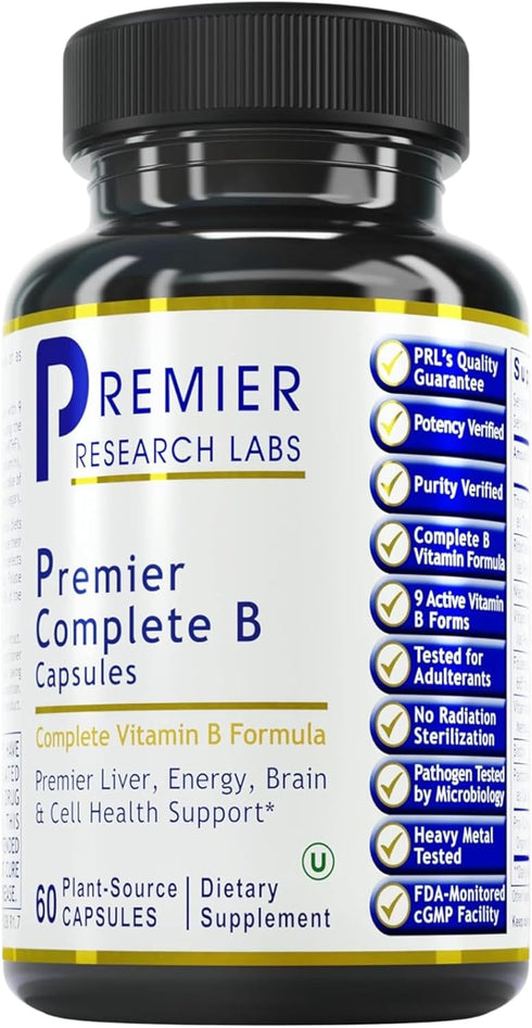 Premier Research Labs Complete B - Vitamin B Complex Supplement for Optimal Health, 60 Capsules