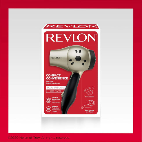 REVLON 1875W Compact Folding Handle Hair Dryer, Great for Travel