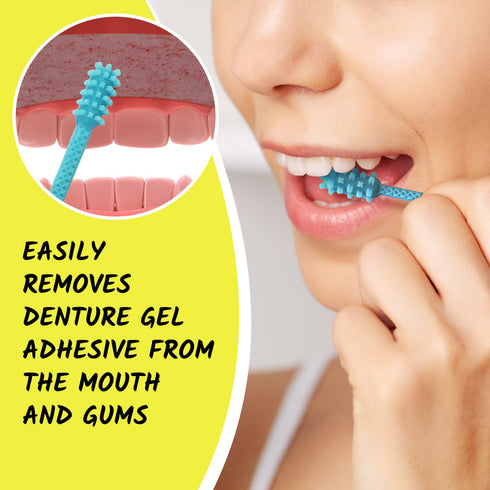 V3 Hard Plastic Denture Brush, Oral Hygiene Product for Removing Denture Gel Adhesive