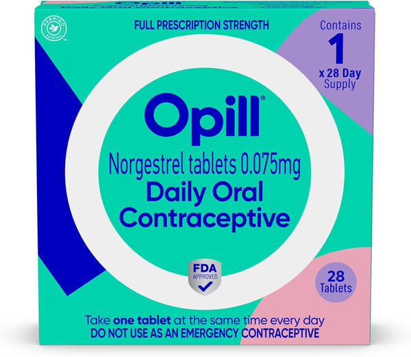 Opill, Daily Birth Control Pills, Over-the-Counter Progestin-Only Oral Contraceptive, FDA-Approved & Estrogen-Free,