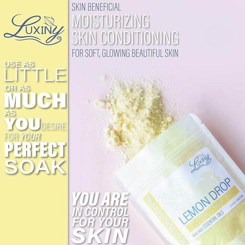 Vegan Milk Bath Soak Made with Moisturizing Coconut Milk Powder, Essential Oil, & Sweet Almond Oil, for a Bath Soak That is Relaxing & Soothing to Dry & Sensitive Skin, 8oz (Lemon Drop)
